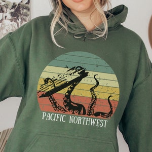 Retro Pacific Northwest Hoodie, Washington State Ferries, Kraken Sweatshirt, Ferry Sweatshirt, WA Sweatshirt, Gift for Him Her, PNW Kraken