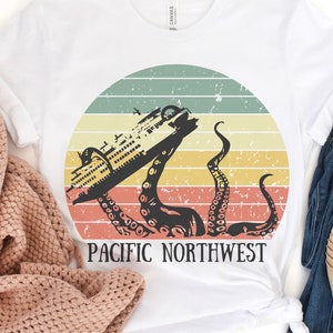 Retro Ferry Kraken T-shirt, Washington State Ferries, Kraken Tshirt, Ferry shirt, WA T-shirt, Gift for Him Her, Local Tee, Pacific Northwest