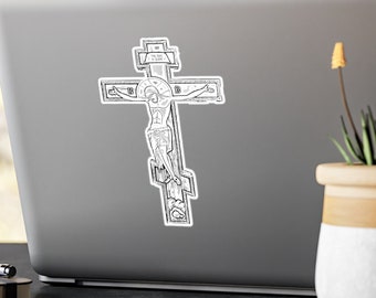 Orthodox Crucifix Sticker, Religious Vinyl Decal