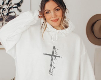 Lord Have Mercy Cross Hoodie, Christian Unisex Sweatshirt