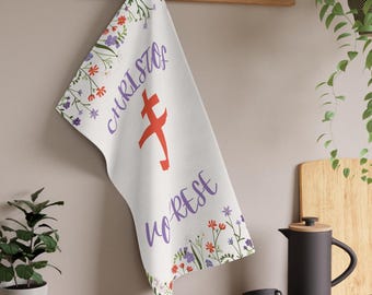 Christos Voskrese Easter Tea Towel, Orthodox Pascha Basket Cover
