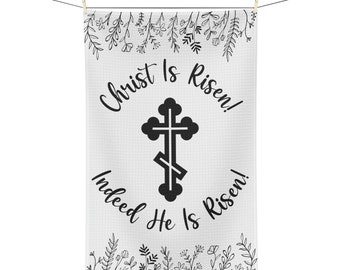 Easter Gift, Pascha Basket Cover, Christ Is Risen, Indeed He is Risen, Russian Cross, Easter Basket Cover, Orthodox Easter, Basket Cover