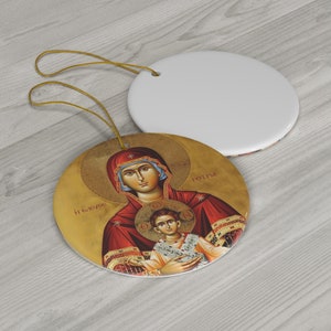 Adorno de cerámica Theotokos, 3 formas, adorno de natividad ortodoxa, decoración de Navidad, madre de Dios, icono ortodoxo, regalo de Navidad