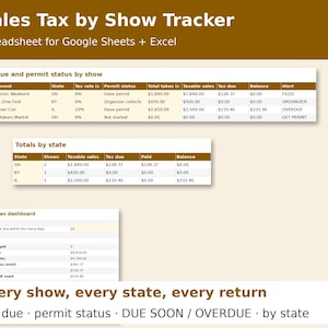 Sales Tax by Show Tracker cover showing sample pages
