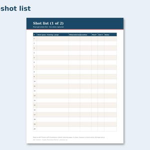 Cosplay Photoshoot Planner preview: 40-shot list