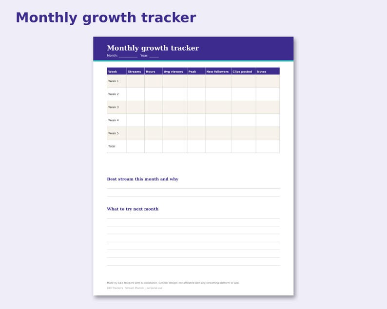 Stream Planner preview: Monthly growth tracker