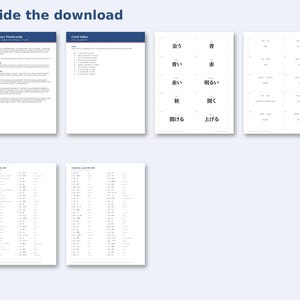Inside the N5 Japanese Vocabulary Flashcards: sample pages