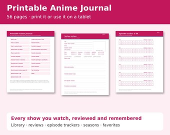 Anime Journal Printable, Anime Watch Log, Anime Review Template, Episode Tracker, Watchlist, Digital Anime Journal for Tablet PDF