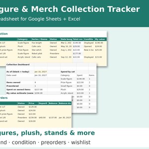 Figure & Merch Collection Tracker cover showing sample pages