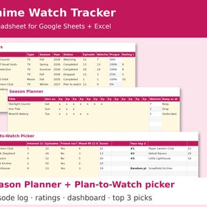 Anime Watch Tracker cover showing sample pages