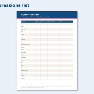 VTuber Model Commission Brief preview: Expressions list