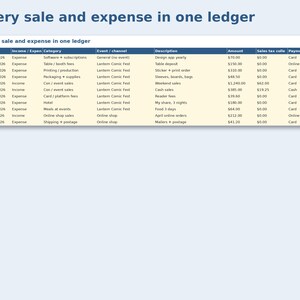 Artist Alley Income & Expense Ledger preview: Every sale and expense in one ledger