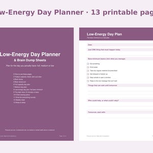 Agenda giornaliera a basso contenuto energetico stampabile, fogli per appunti e riflessioni, agenda giornaliera senza data (PDF)