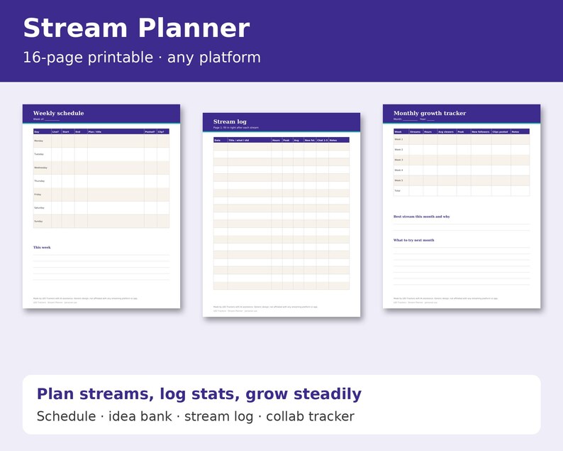Stream Planner cover showing sample pages