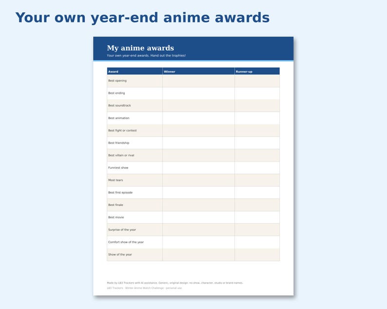 Winter Anime Watch Challenge preview: Your own year-end anime awards