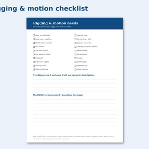 VTuber Model Commission Brief preview: Rigging & motion checklist