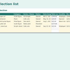 Figure & Merch Collection Tracker preview: Collection list