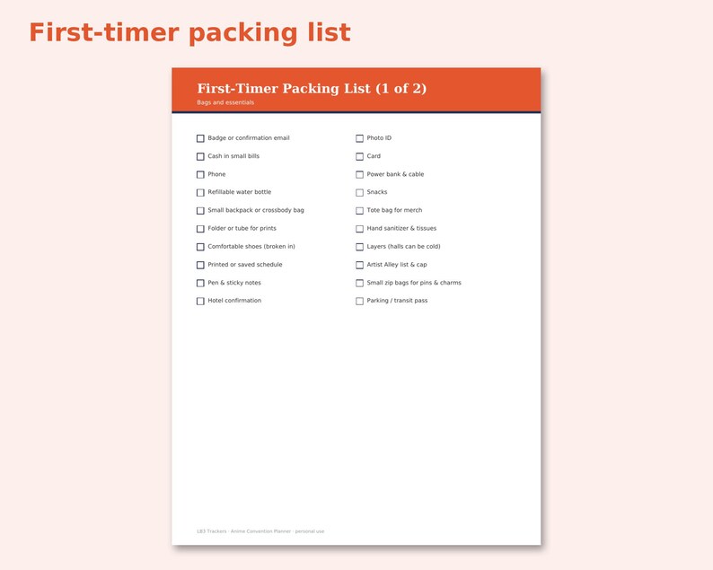 Anime Convention Planner preview: First-timer packing list