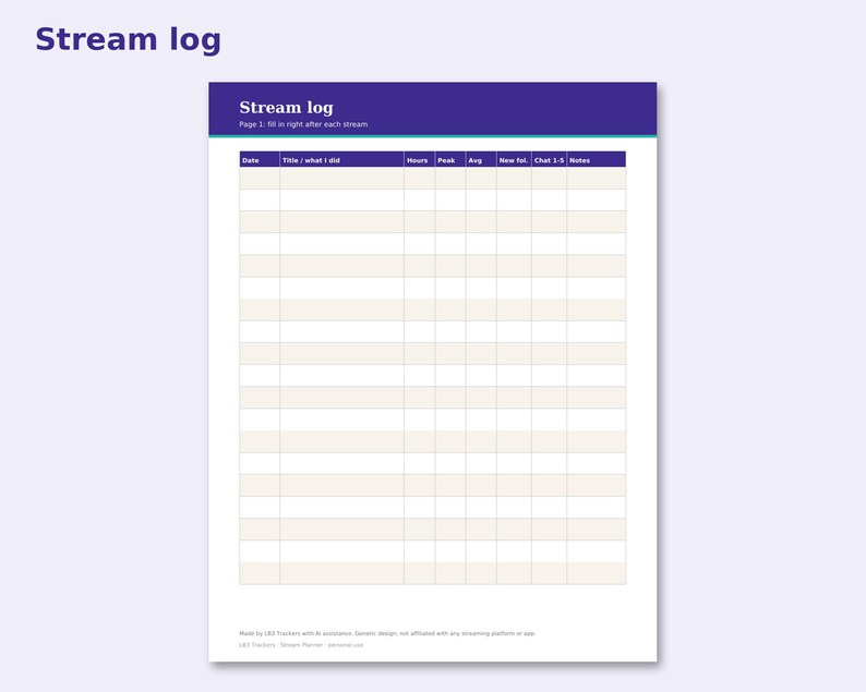 Stream Planner preview: Stream log