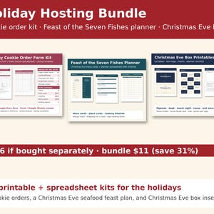 Holiday hosting bundle: cookie order kit, Seven Fishes planner and Christmas Eve box printables, save 31 percent