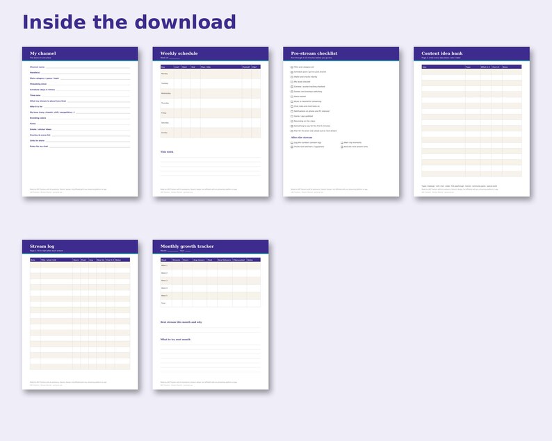 Inside the Stream Planner: sample pages