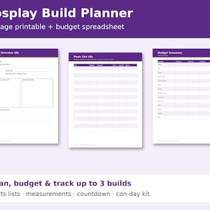 Cosplay Build Planner cover showing sample pages