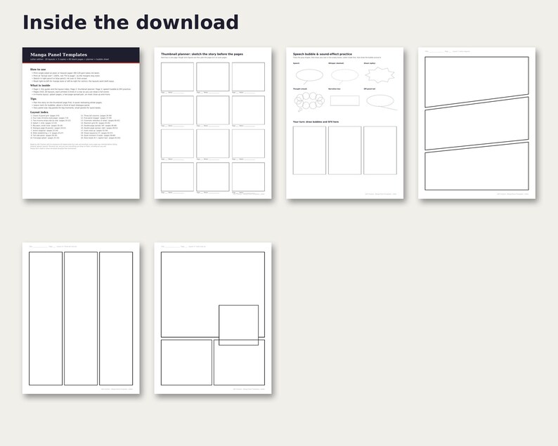 Inside the Manga Panel Templates: sample pages