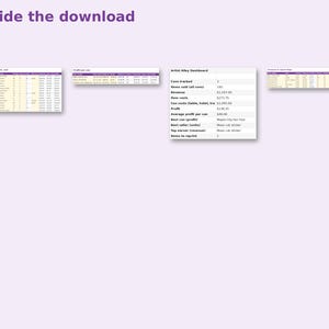 Inside the Artist Alley Inventory & Sales Tracker: sample pages