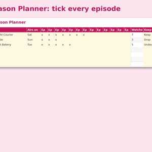 Anime Watch Tracker preview: Season Planner: tick every episode
