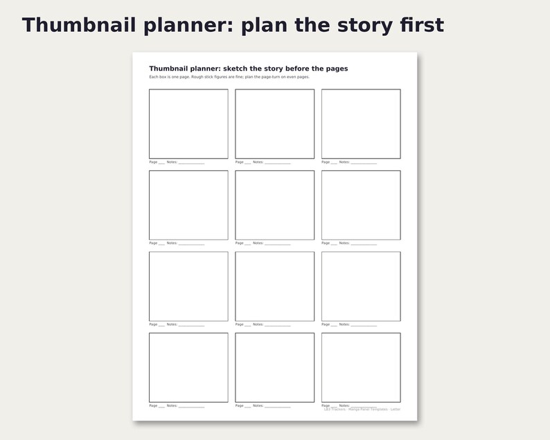 Manga Panel Templates preview: Thumbnail planner: plan the story first