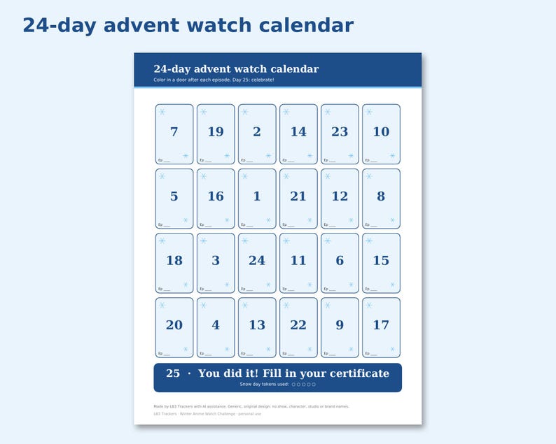 Winter Anime Watch Challenge preview: 24-day advent watch calendar