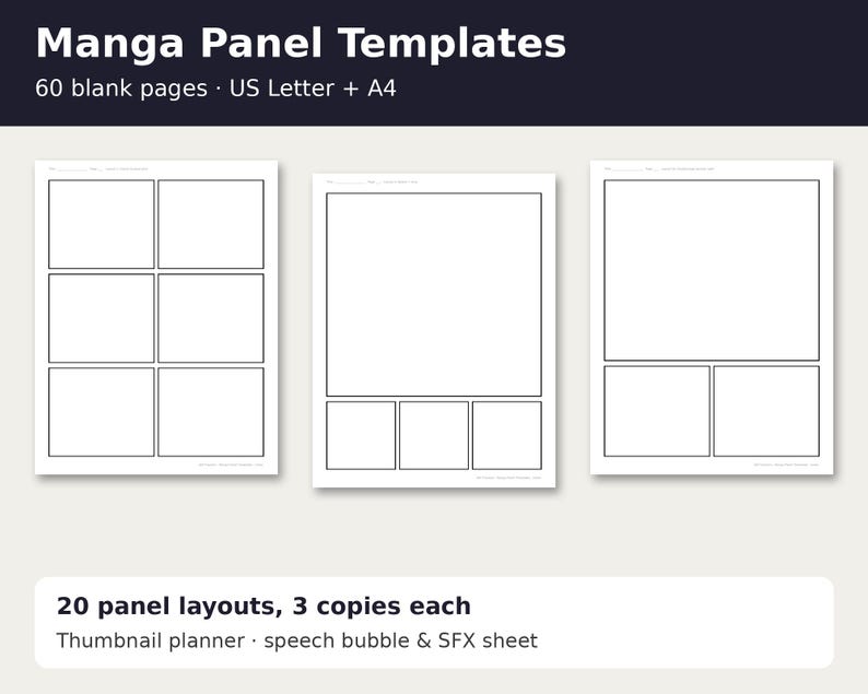 Manga Panel Templates cover showing sample pages
