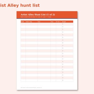 Anime Convention Planner preview: Artist Alley hunt list