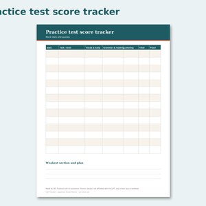 Japanese Study Planner preview: Practice test score tracker