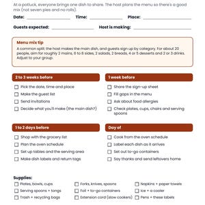 Thanksgiving Potluck Sign Up Sheet Printable - actual page 2 preview