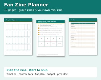 Fan Zine Planner Printable, Zine Template, Mini Zine, Zine Making Kit, Contributor Tracker, Flat Plan, Preorder Tracker, Art Zine PDF