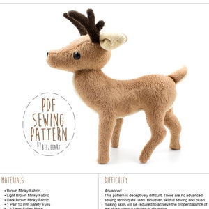 Deer Stuffed Animal Sewing Pattern PDF Digital Download Plush Sewing DIY Project No Physical Items Sent image 2