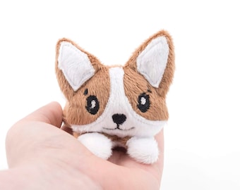 Dark Brown Corgi Stuffed Animal Plush Toy, Dog Plushie, Corgi Plush, Softie, In The Hoop Design - Made to Order