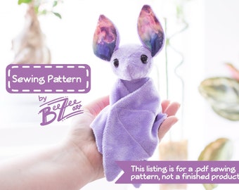 Stuffed Animal Bat Sewing Pattern - PDF Digital Download - Plush Sewing DIY Project - No Physical Items Sent