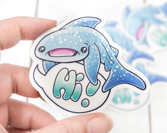 Whale Shark Sticker - Hi! - Matte Vinyl Sticker - 3 Inches