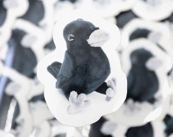 Three Eyed Crow Plush Sticker - Glossy Vinyl Sticker - 1.6 x 2 Inches