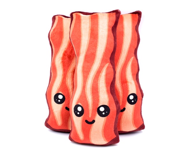 Happy Bacon Plush Toy Stuffed Bacon Happy Bacon Pillow Toy Etsy