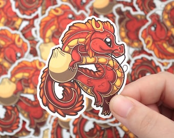 Dumpling Dragon Matte Vinyl Sticker 2.3 x 3 Inches