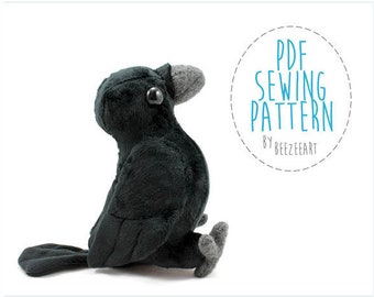 Crow Stuffed Animal Sewing Pattern - PDF Digital Download - Plush Sewing DIY Project - No Physical Items Sent