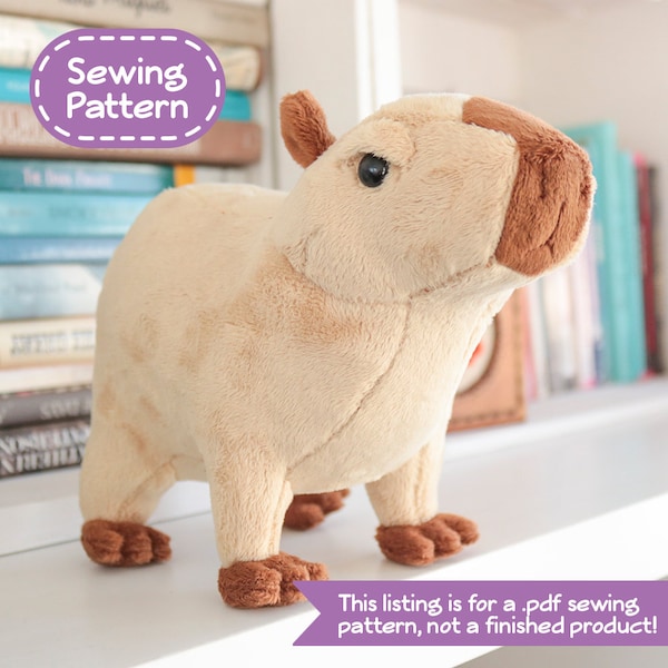 Capybara Stuffed Animal Sewing Pattern - PDF Digital Download - Plush Sewing DIY Project - No Physical Items Sent