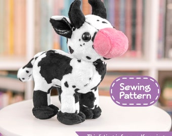 Cow Plush Sewing Pattern - PDF Digital Download - Plush Sewing DIY Project - No Physical Items Sent