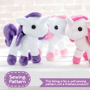 Unicorn Plush Sewing Pattern  - PDF Digital Download - Plush Sewing DIY Project - No Physical Items Sent