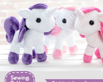 Unicorn Plush Sewing Pattern  - PDF Digital Download - Plush Sewing DIY Project - No Physical Items Sent