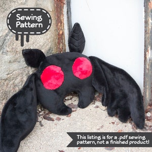 Mothman Stuffed Animal Sewing Pattern  - PDF Digital Download - Cryptid Plush Sewing DIY Project - No Physical Items Sent