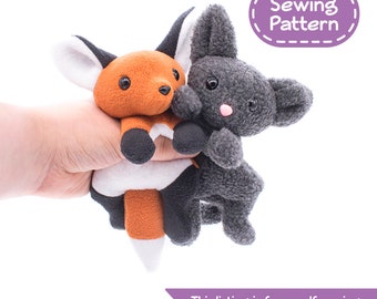 Fox and Cat Stuffed Animal Sewing Pattern - PDF Digital Download - Plush Sewing DIY Project - No Physical Items Sent